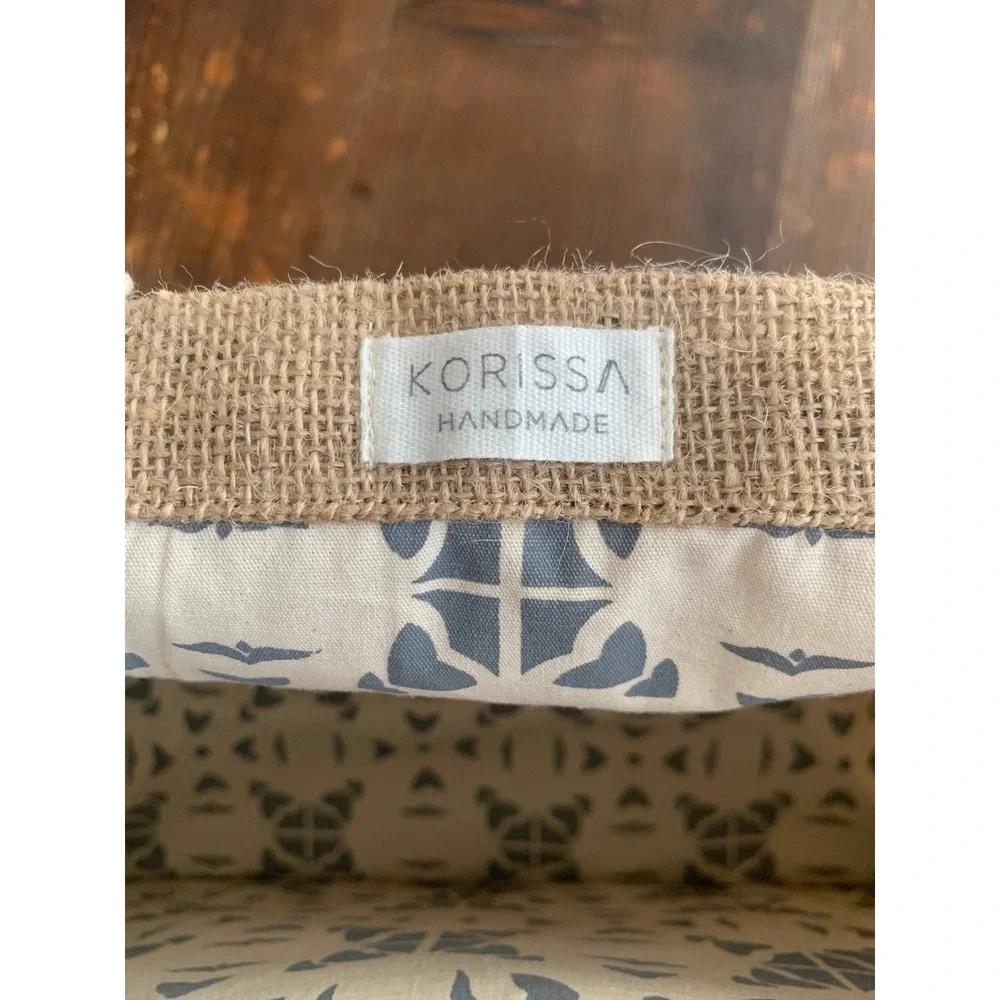 Korissa Handmade Jute Aloha Tote Bag Natural‎ Tan Beach Shopper fabric lined